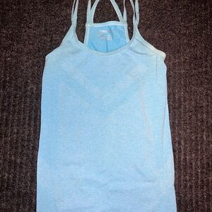 Attract Power Strappy Back Athletic Tank Top Blue Seamless Gym Size S